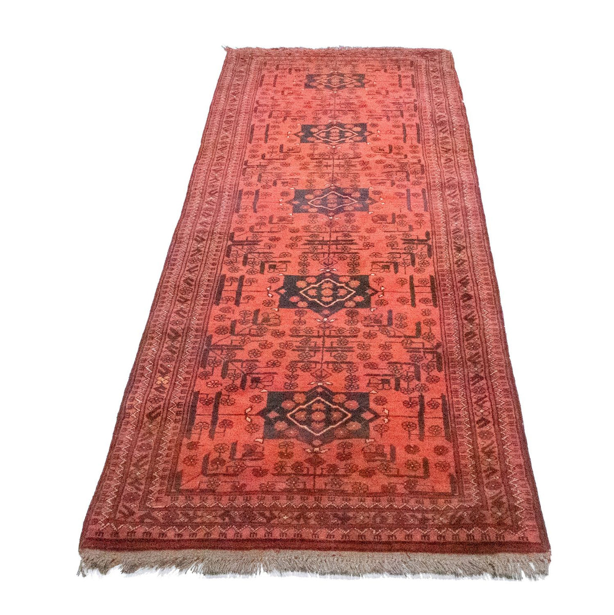 Afghan Teppich - Kunduz 298 x 79 cm - rot