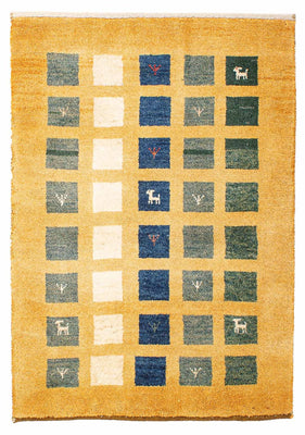 Gabbeh Teppich - Loribaft Perser 118 x 84 cm - senfgelb