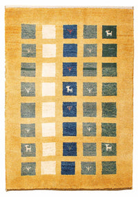 Gabbeh Teppich - Loribaft Perser 118 x 84 cm - senfgelb