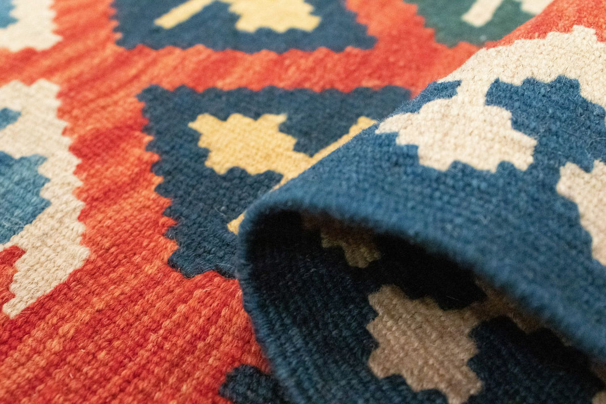 Kelim Teppich - Splash 205 x 60 cm - blau