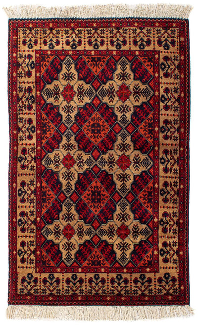 Afghan Teppich 98x144cm - Orientteppich - dunkelrot