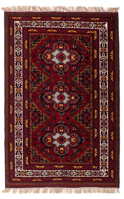 Afghan Teppich 145 x 93 cm - dunkelrot