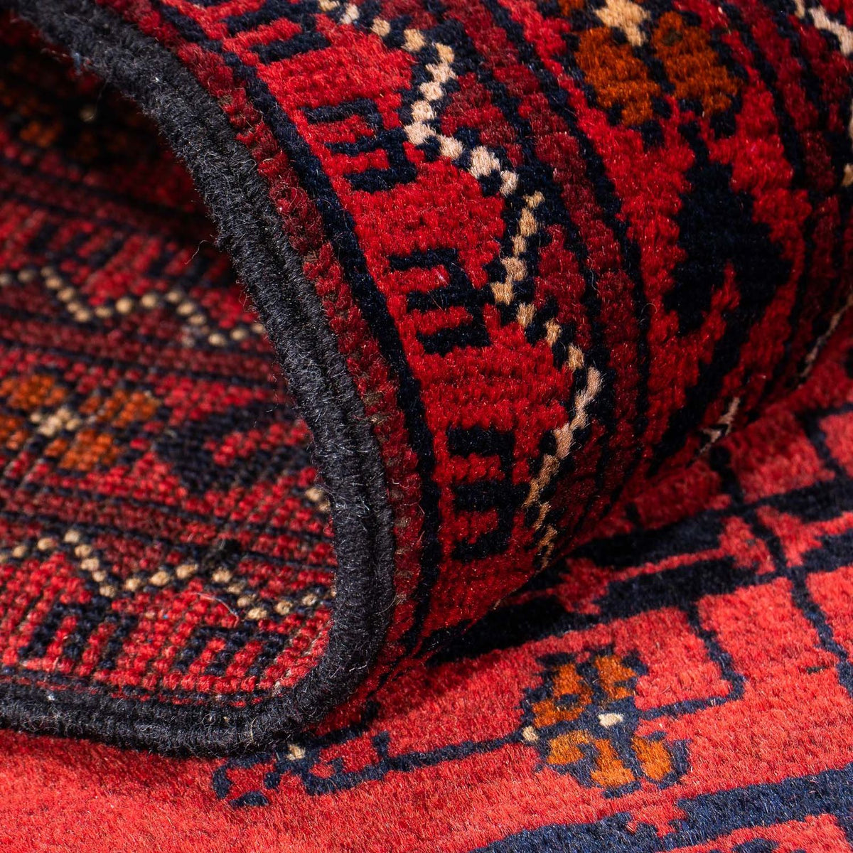 Afghan Teppich - Kunduz 298 x 79 cm - dunkelrot
