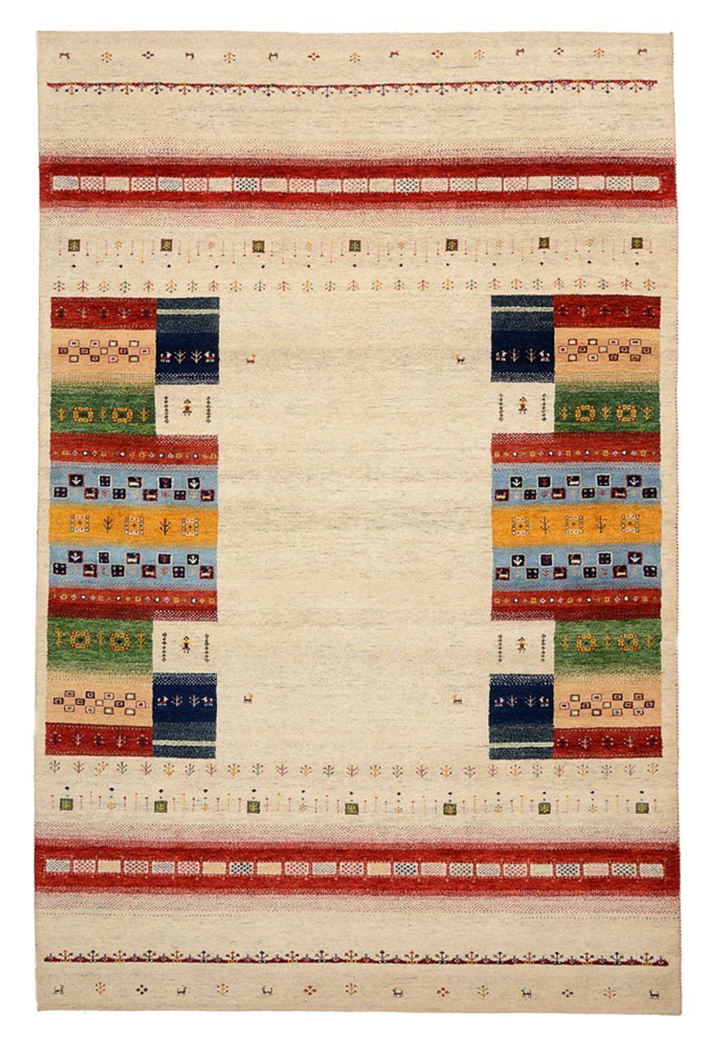 Gabbeh Teppich - Loribaft Indus - 305 x 198 cm - hellbeige