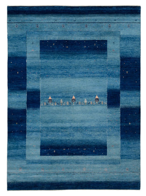Gabbeh Teppich - Loribaft Indus - 241 x 175 cm - blau