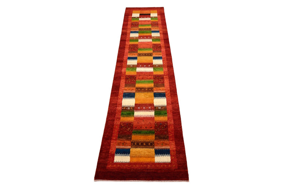 Läufer Gabbeh - Loribaft Indus - 386 x 83 cm - rot