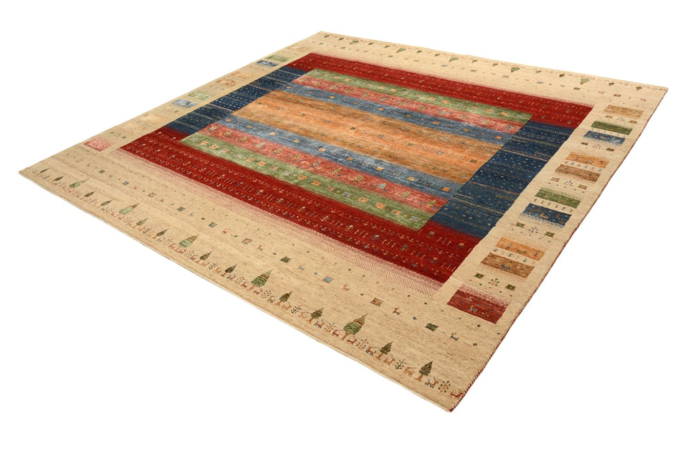 Gabbeh Teppich - Loribaft Indus quadratisch  - 253 x 246 cm - mehrfarbig