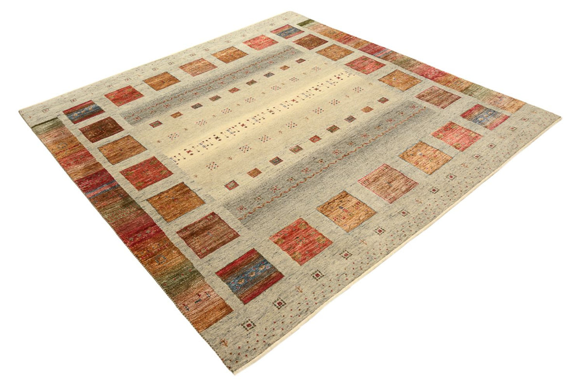 Gabbeh Teppich - Loribaft Indus quadratisch  - 202 x 199 cm - hellbeige