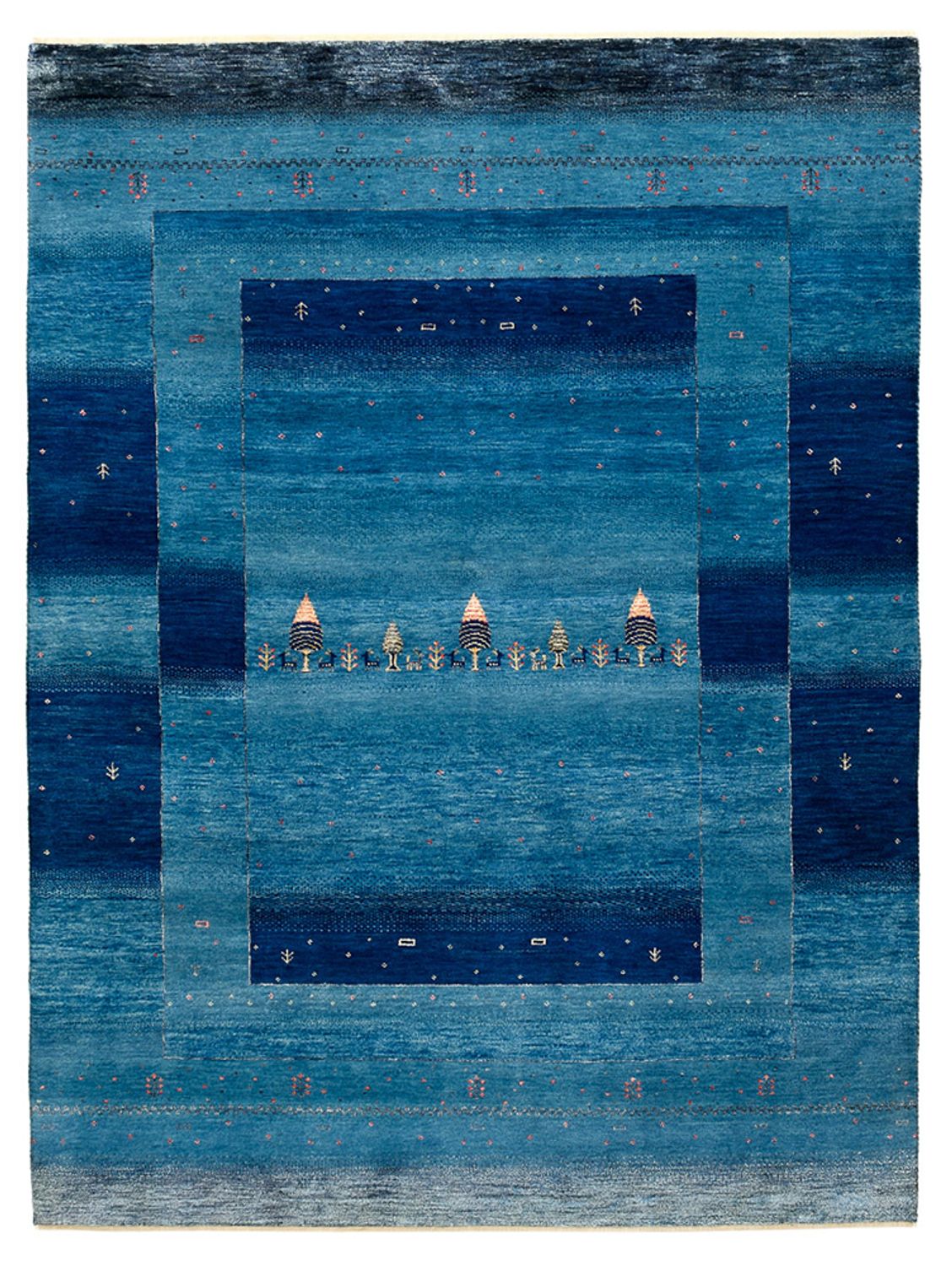 Gabbeh Teppich - Loribaft Indus - 201 x 152 cm - seeblau