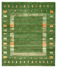 Gabbeh Teppich - Loribaft Indus - 246 x 206 cm - grün