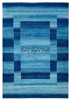 Gabbeh Teppich - Loribaft Indus - 294 x 205 cm - seeblau