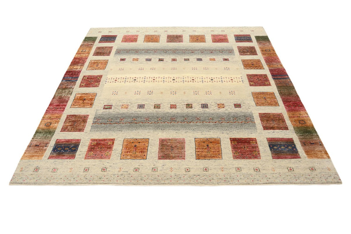 Gabbeh Teppich - Loribaft Indus quadratisch  - 206 x 204 cm - dunkelbeige