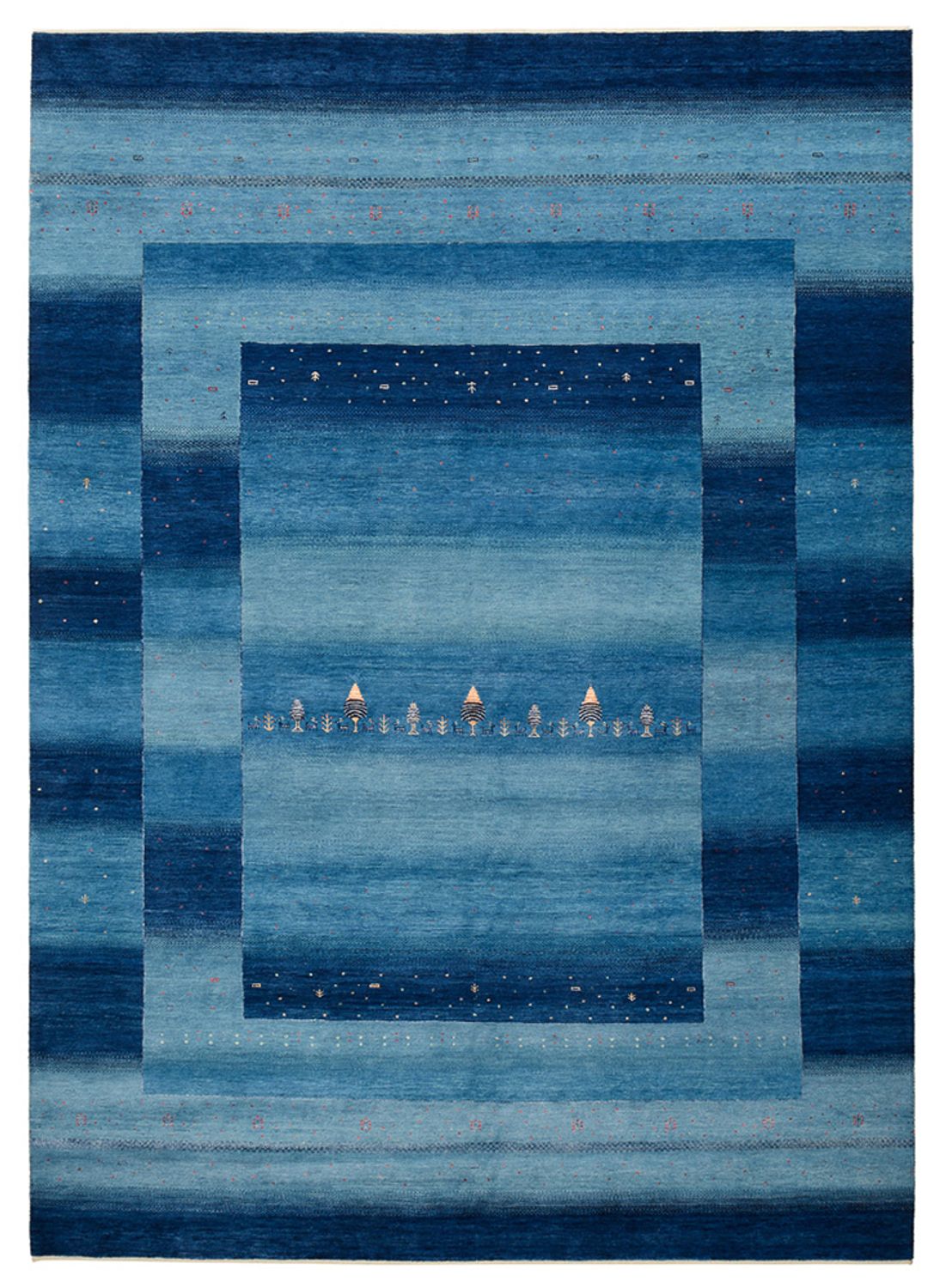 Gabbeh Teppich - Loribaft Indus - 345 x 247 cm - seeblau