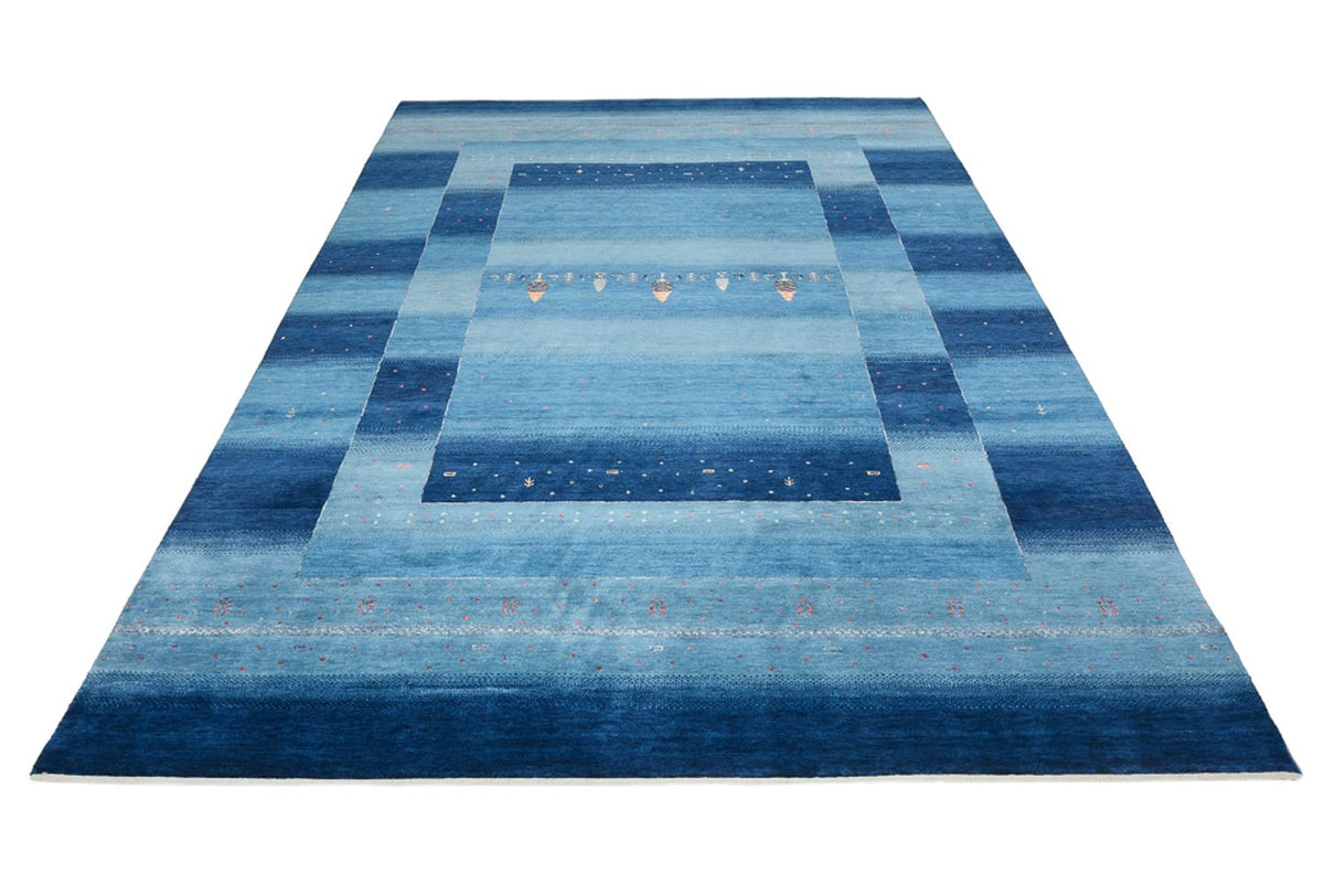 Gabbeh Teppich - Loribaft Indus - 304 x 204 cm - seeblau