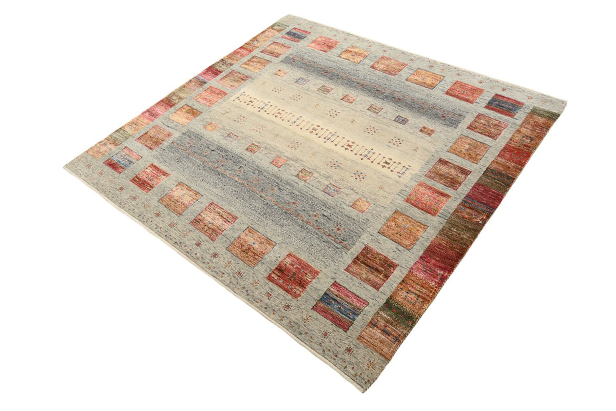 Gabbeh Teppich - Loribaft Indus quadratisch  - 156 x 152 cm - dunkelbeige