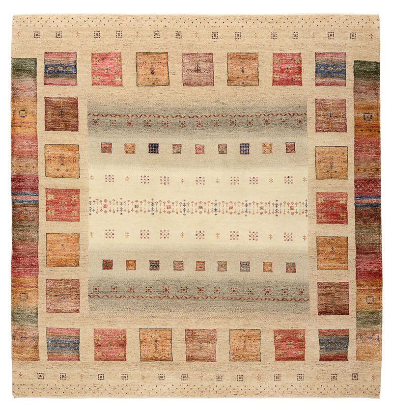 Gabbeh Teppich - Loribaft Indus quadratisch  - 205 x 203 cm - mehrfarbig