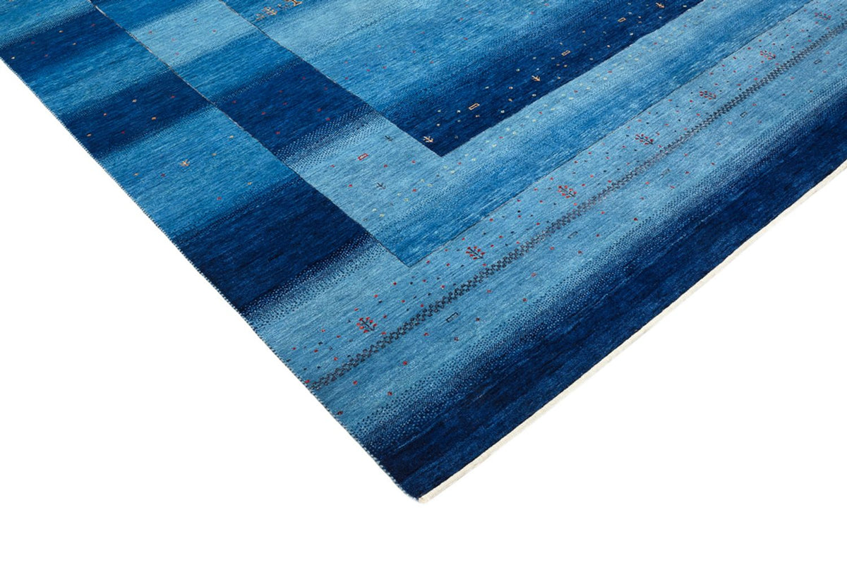 Gabbeh Teppich - Loribaft Indus - 303 x 241 cm - seeblau