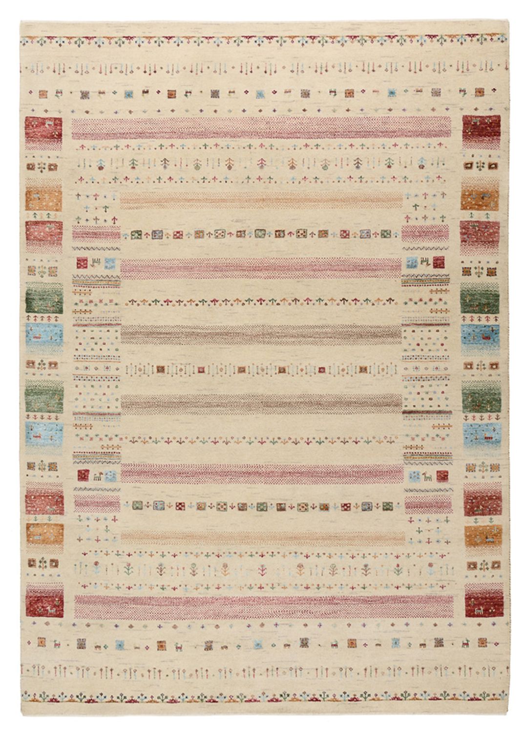 Gabbeh Teppich - Loribaft Indus - 246 x 174 cm - hellbeige