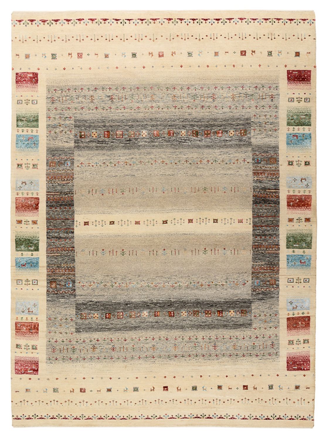 Gabbeh Teppich - Loribaft Indus - 244 x 177 cm - hellbeige