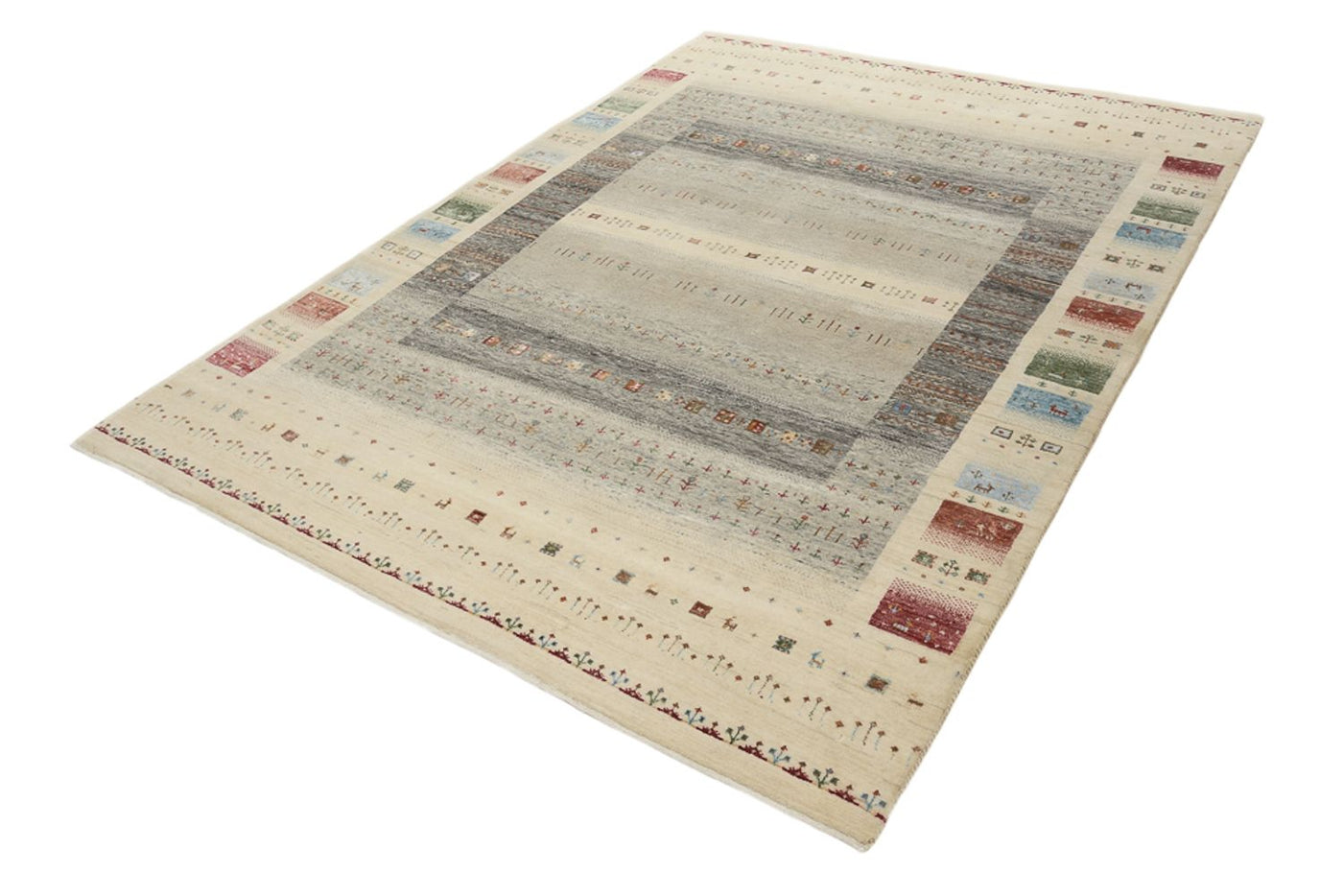 Gabbeh Teppich - Loribaft Indus - 244 x 177 cm - hellbeige