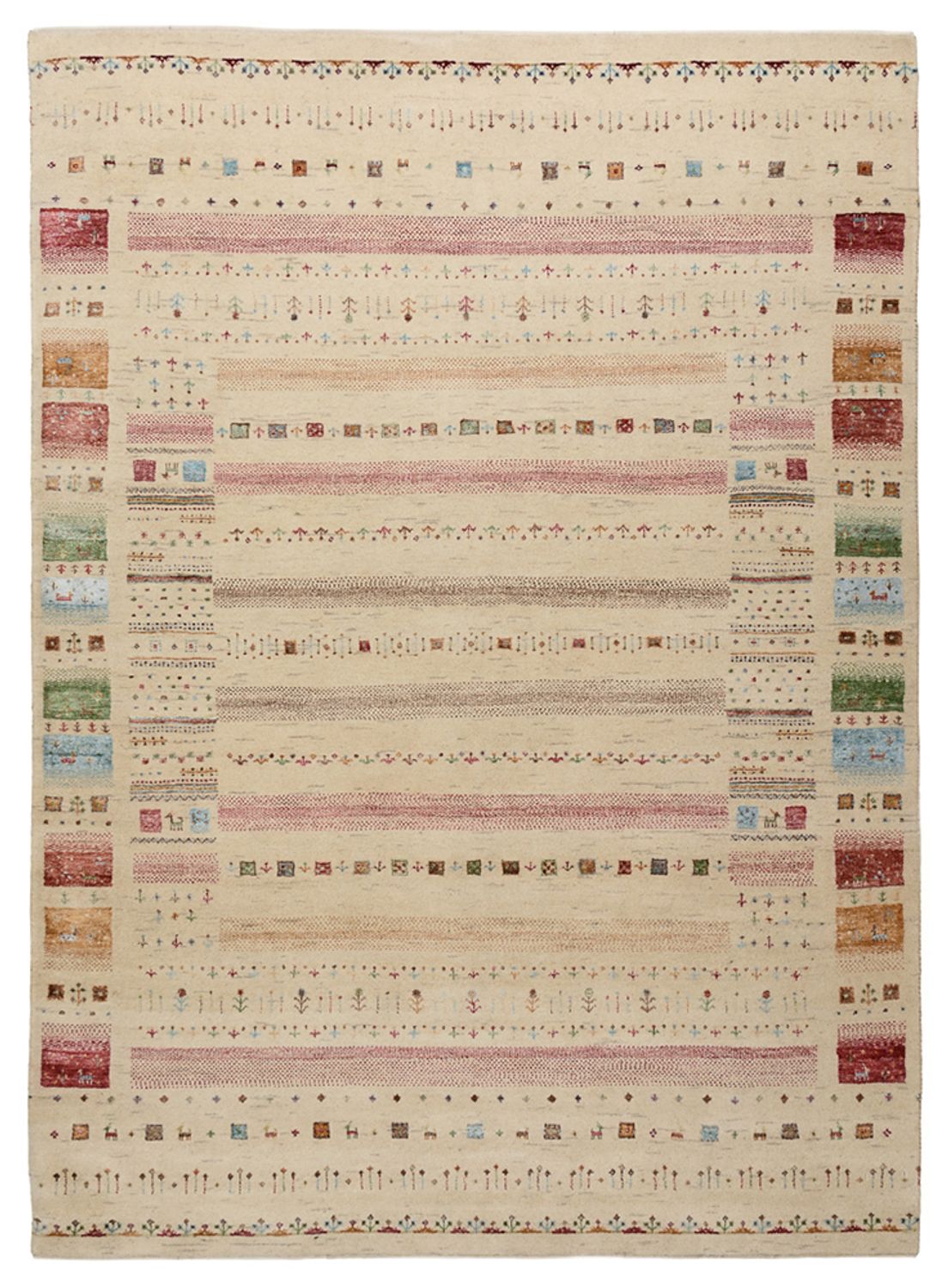 Gabbeh Teppich - Loribaft Indus - 239 x 174 cm - hellbeige