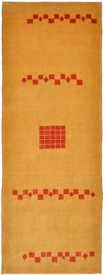 Gabbeh Teppich - Loribaft Perser 241 x 87 cm - senfgelb