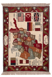 Afghan Teppich - Landkarte - 97 x 69 cm - mehrfarbig