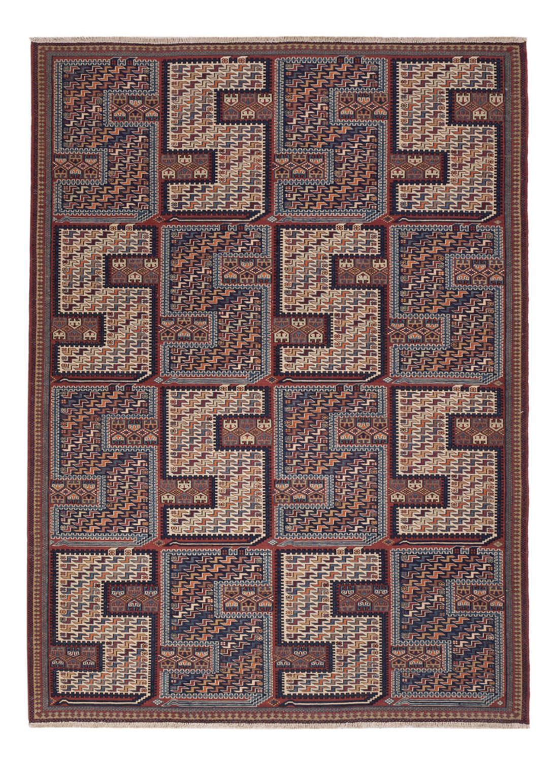 Kelim Teppich - Oriental - Soumak - 215 x 159 cm - dunkelbeige