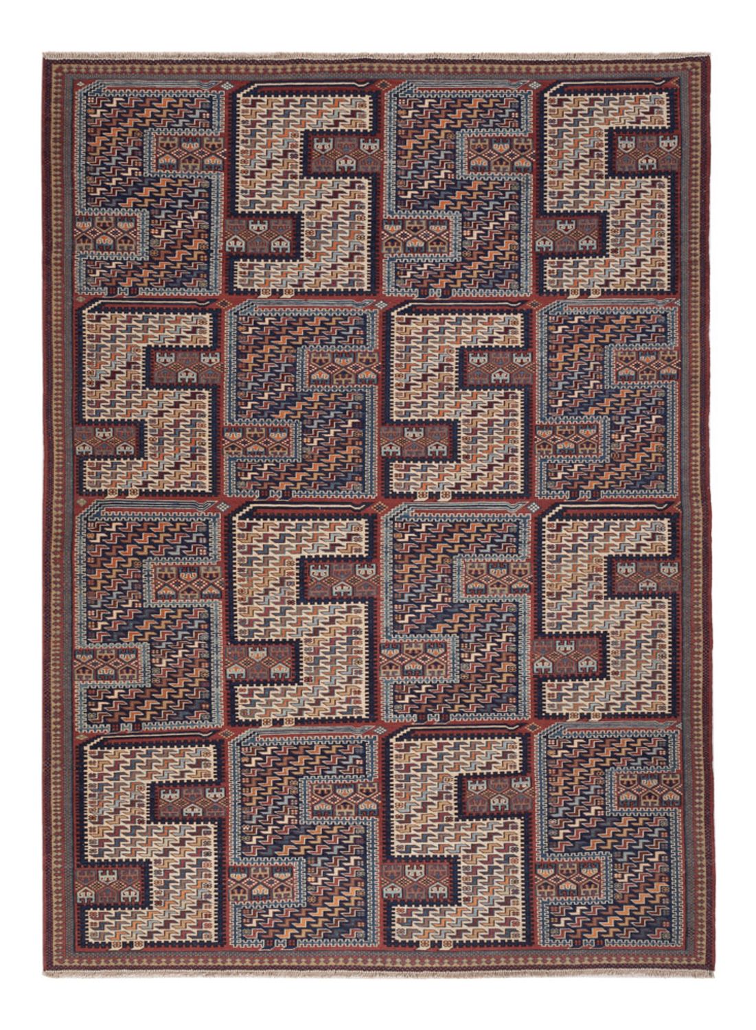 Kelim Teppich - Oriental - Soumak - 214 x 155 cm - dunkelbeige