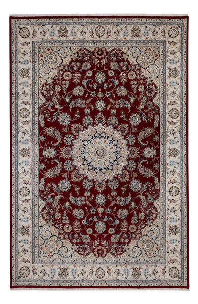 Indo Nain Teppich 200x303cm - Orientteppich - dunkelrot
