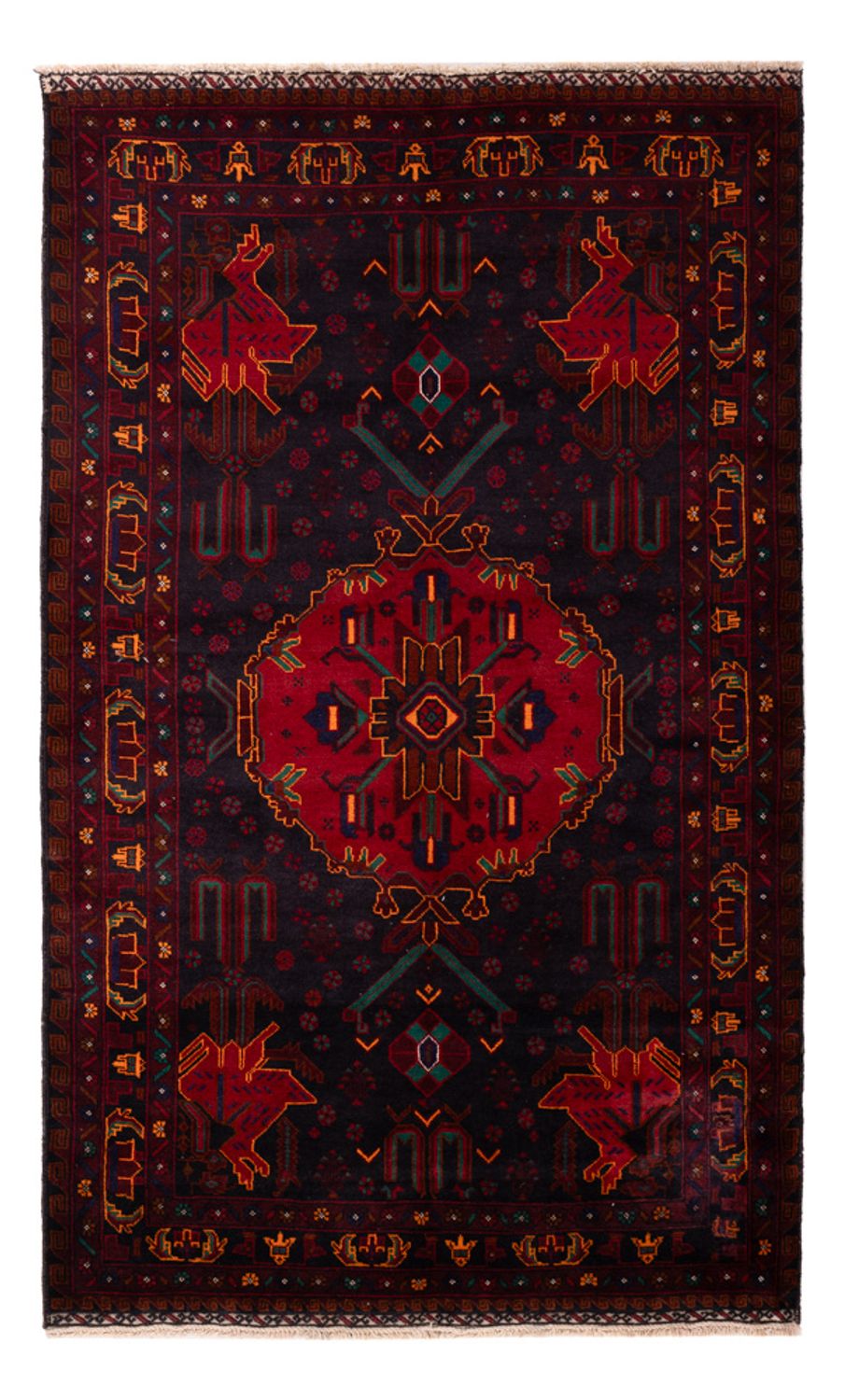 Belutsch Teppich - 207 x 127 cm - dunkelrot