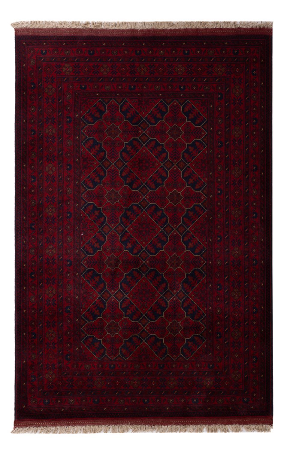 Afghan Teppich - Kunduz - 196 x 126 cm - dunkelrot