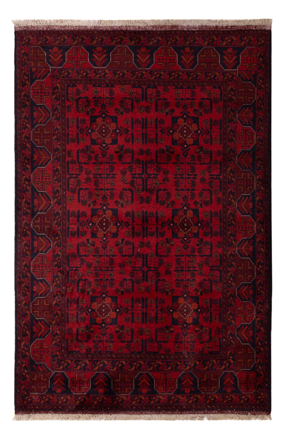 Afghan Teppich - Kunduz - 191 x 127 cm - dunkelrot