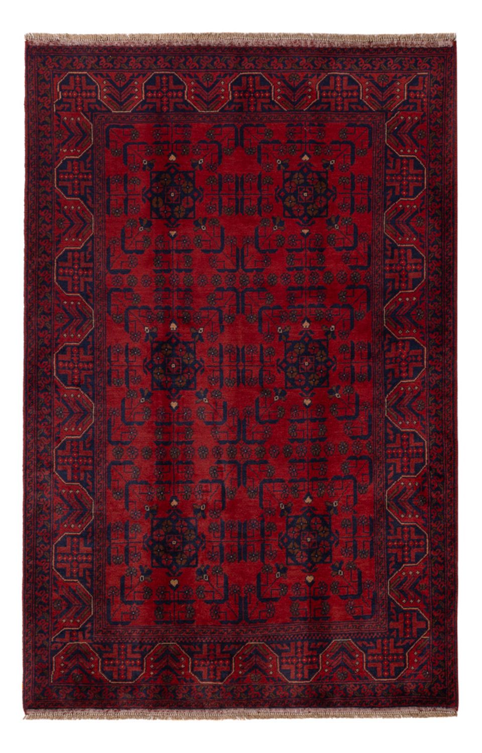 Afghan Teppich - Kunduz - 199 x 132 cm - dunkelrot