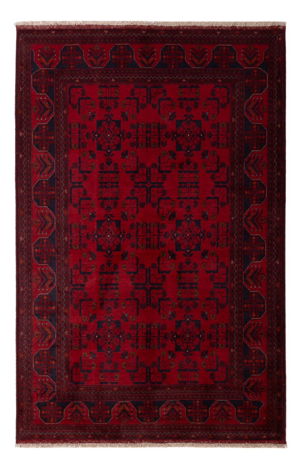 Afghan Teppich - Kunduz - 195 x 125 cm - dunkelrot