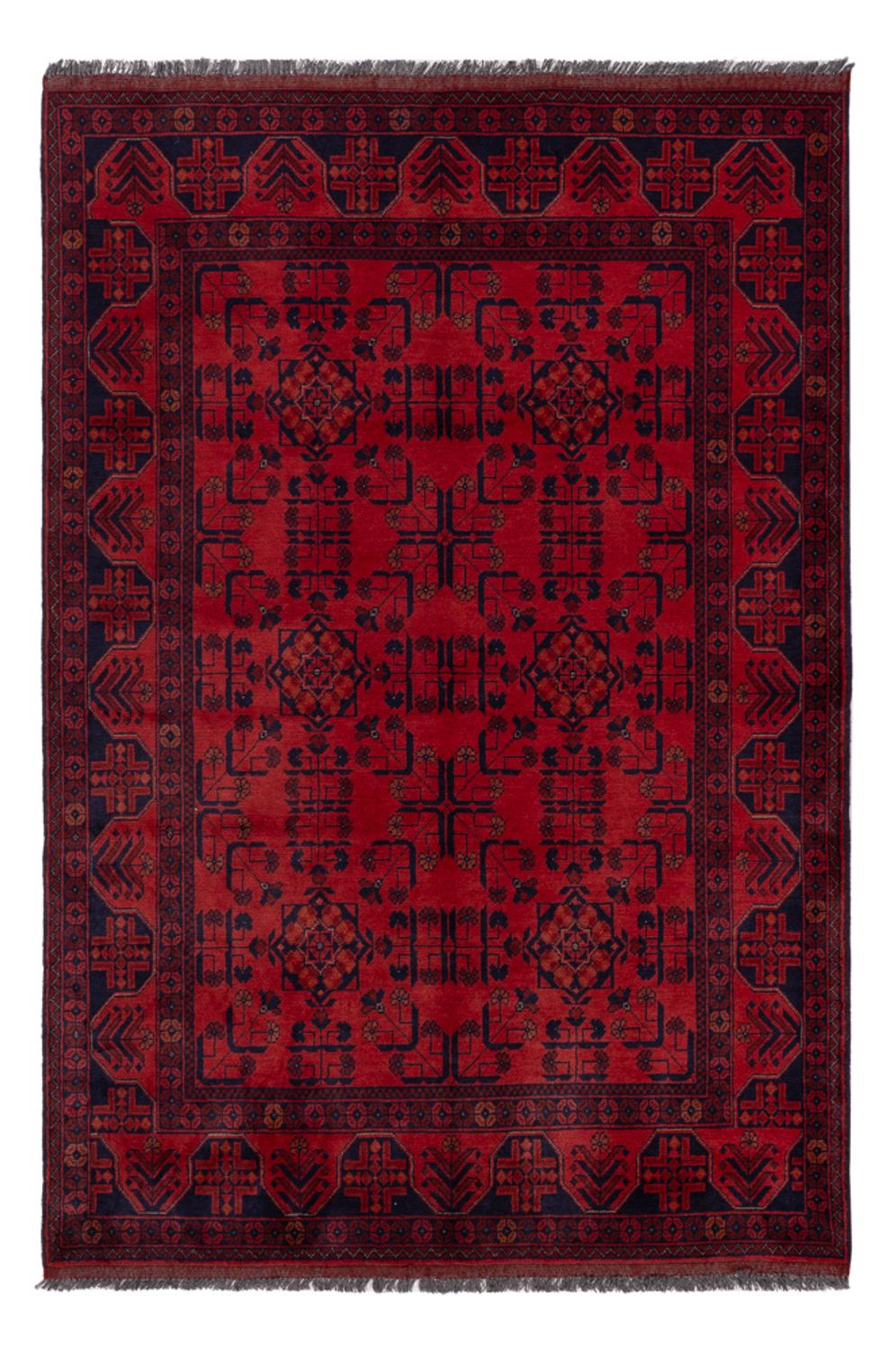Afghan Teppich - Kunduz - 194 x 133 cm - dunkelrot