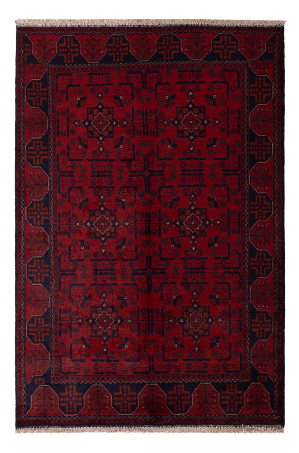 Afghan Teppich - Kunduz - 192 x 127 cm - dunkelrot