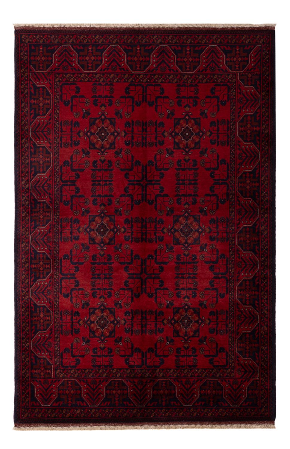 Afghan Teppich - Kunduz - 195 x 125 cm - dunkelrot