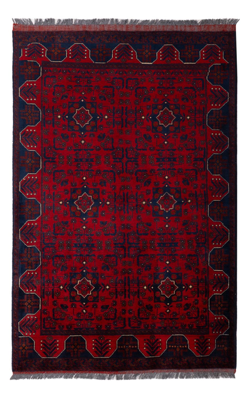 Afghan Teppich - Kunduz - 194 x 126 cm - dunkelrot