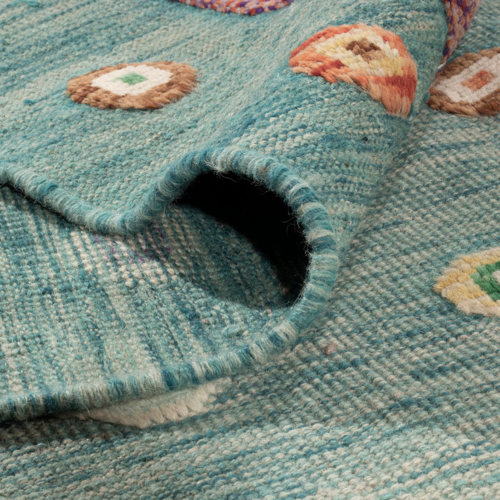 Kelim Teppich - Splash - 350 x 258 cm - blau