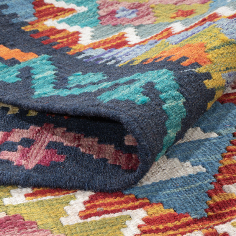Läufer Kelim - Splash - 197 x 83 cm - mehrfarbig
