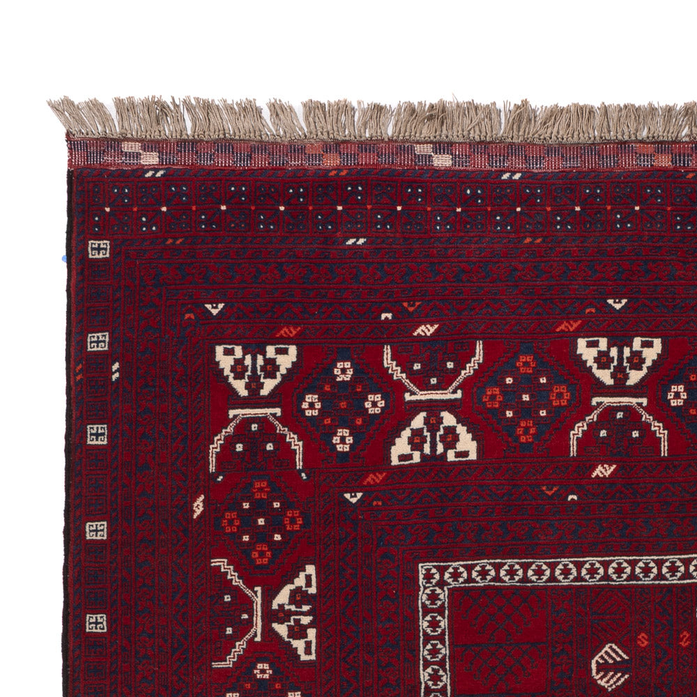 Afghan Teppich - 246 x 151 cm - dunkelrot