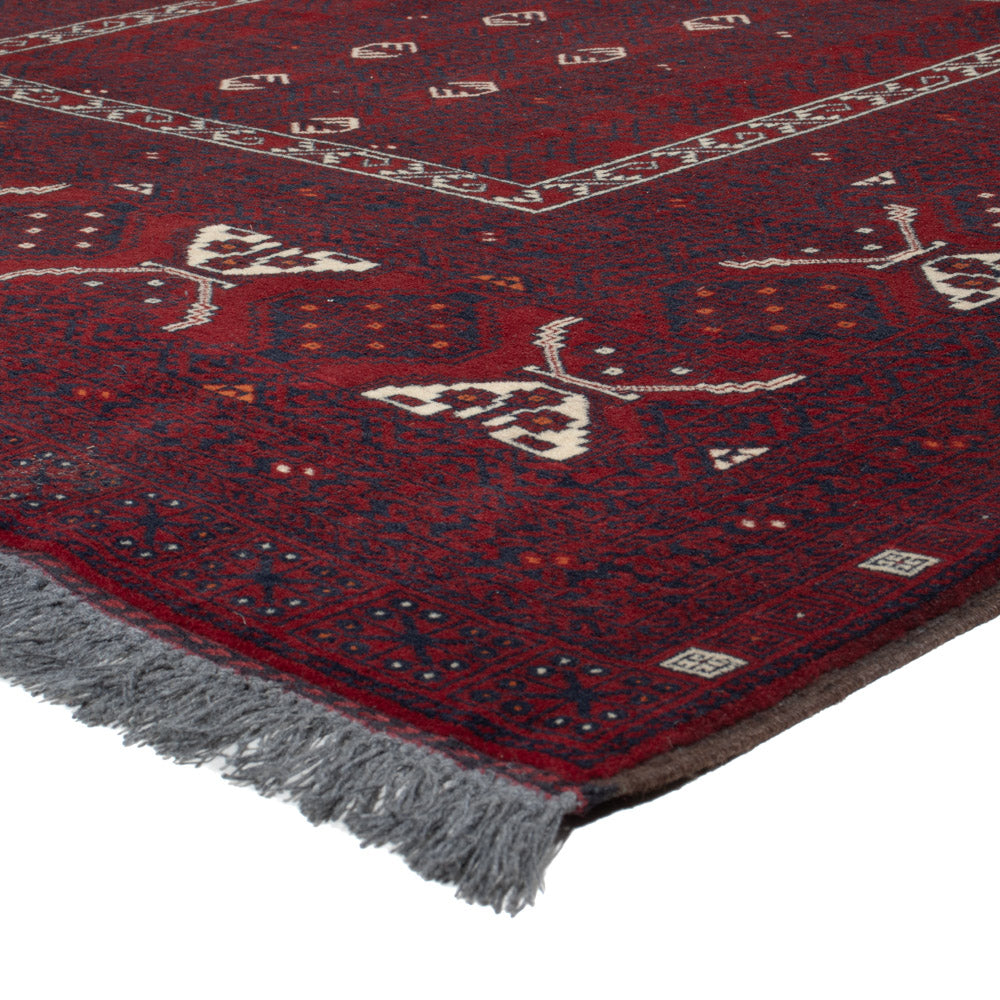 Afghan Teppich - 251 x 149 cm - dunkelrot