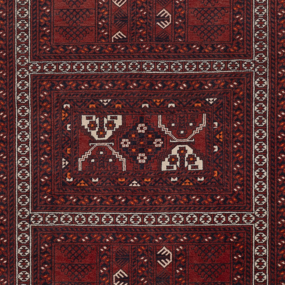 Afghan Teppich - 241 x 156 cm - dunkelrot