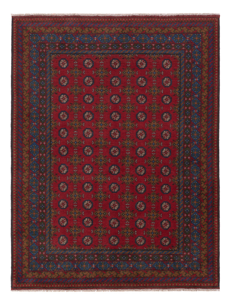 Afghan Teppich - Filpa - 196 x 152 cm - dunkelrot
