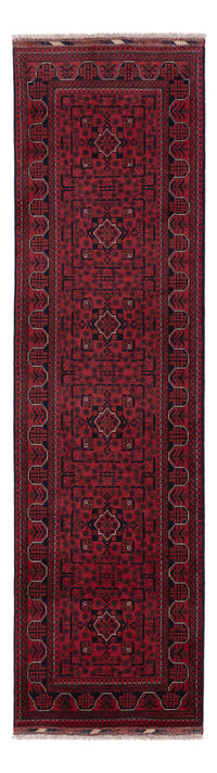 Läufer Afghan - Kunduz - 292 x 80 cm - dunkelrot