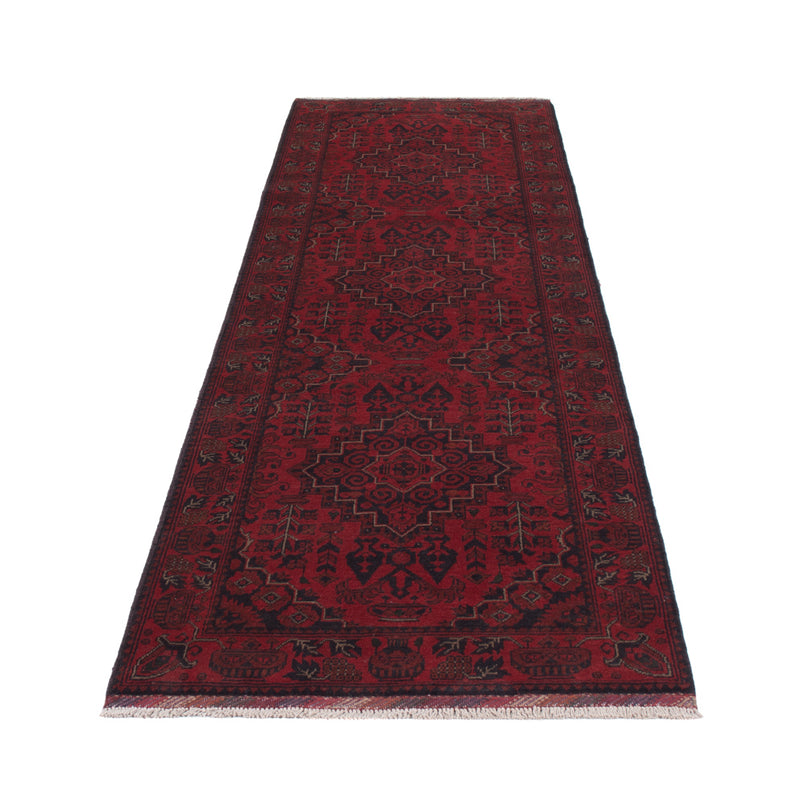 Läufer Afghan - Kunduz - 298 x 81 cm - dunkelrot