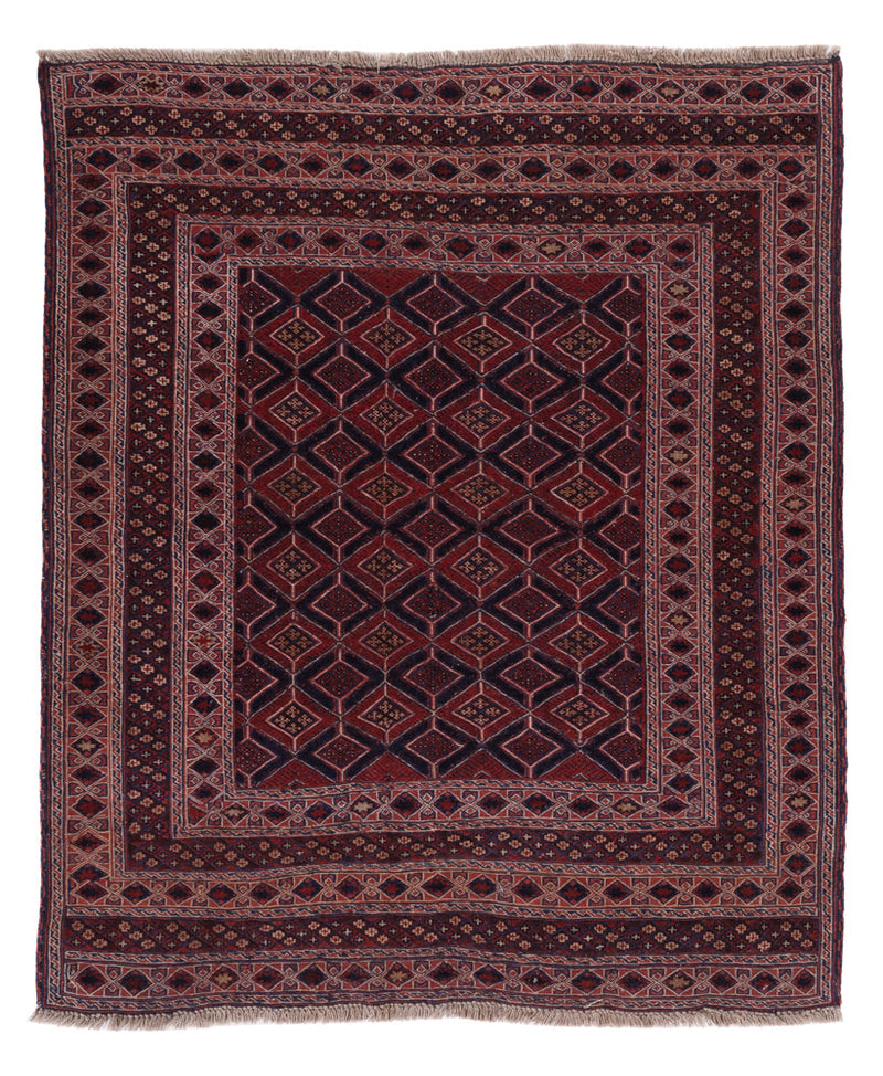 Kelim Teppich - Oriental quadratisch  - 187 x 161 cm - dunkelrot
