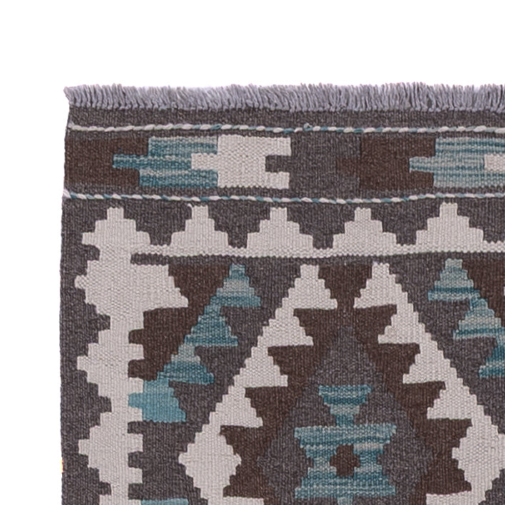 Läufer Kelim - Splash - 298 x 82 cm - dunkelgrün