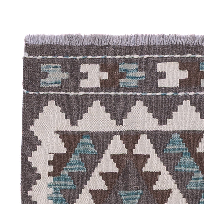 Läufer Kelim - Splash - 288 x 80 cm - dunkelgrün